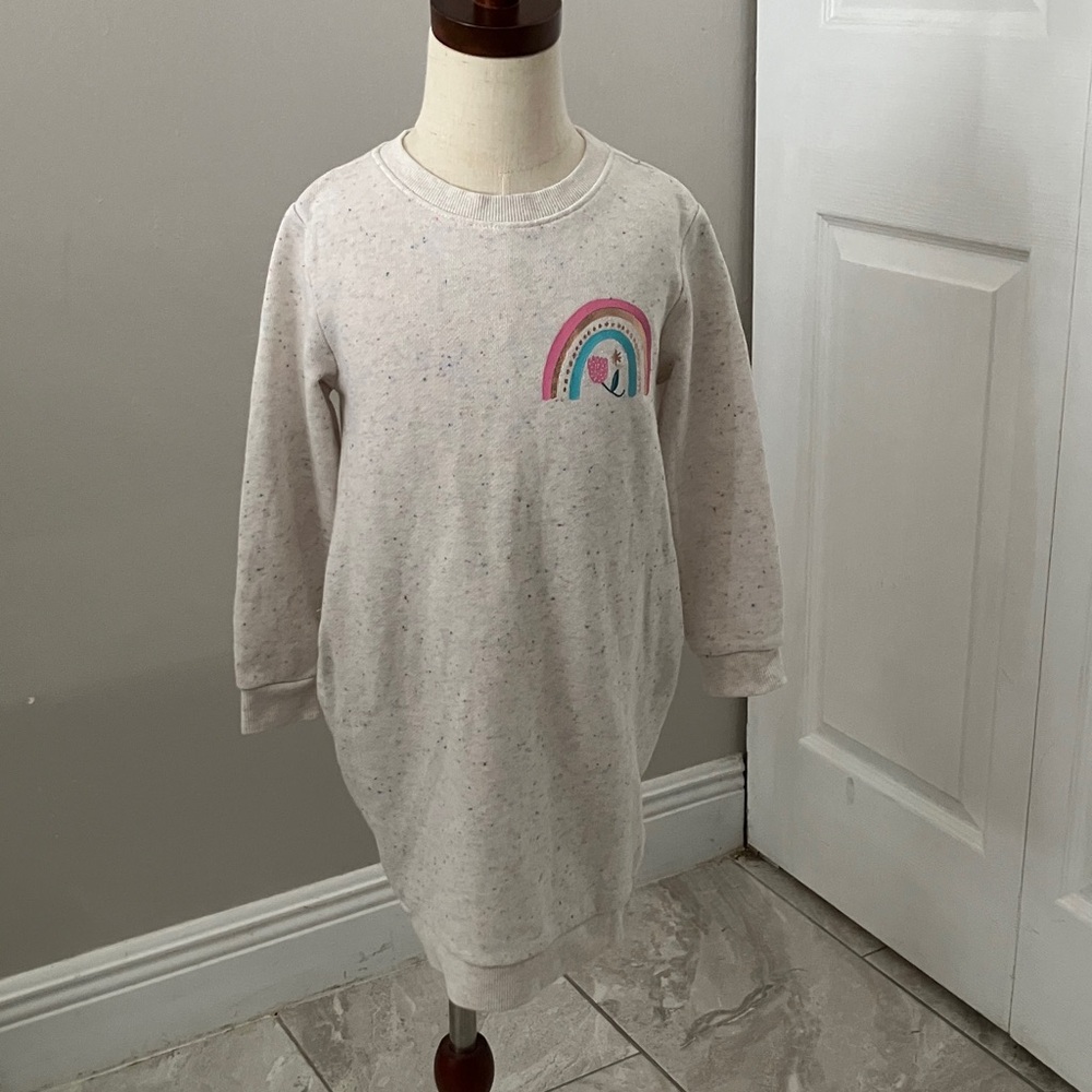 OLD NAVY Rainbow Graphic Sweatshirt Dress for Toddler Girls | 5T